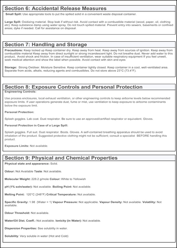 Material Safety Data Sheet MSDS Ammonium Persulphate UK Supplier